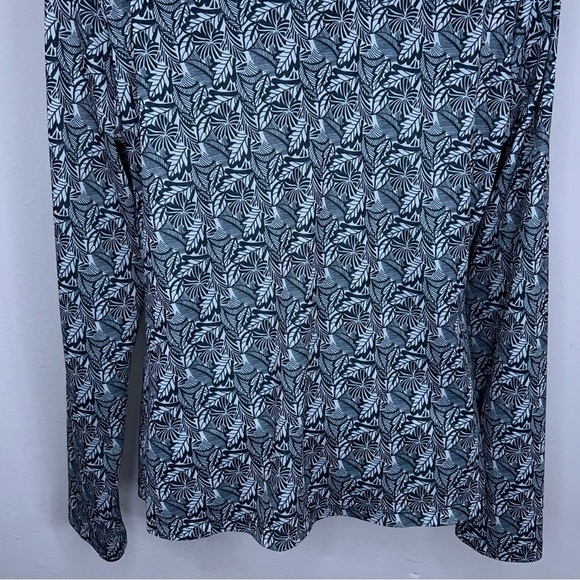 MEDIUM VINTAGE ENVISION STUDIO BLACK BEIGE LEAF PRINT BLOUSE LONG SLEEVE - Picture 8 of 10